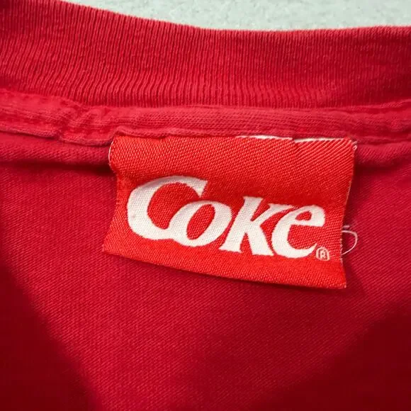 Vintage Coca Cola Big Print Shirt Men's Extra Large Red 1994 Promo Cola Soda Pop - Picture 7 of 11